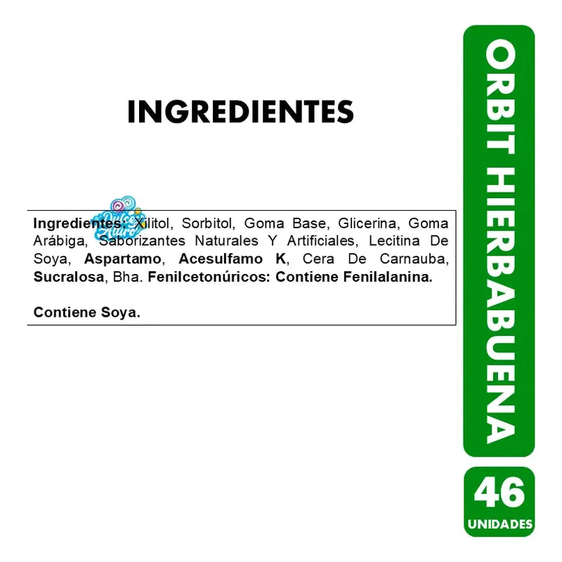 Chicle Orbit Hierbabuena-envase Verde(frasco Con 45unidades)