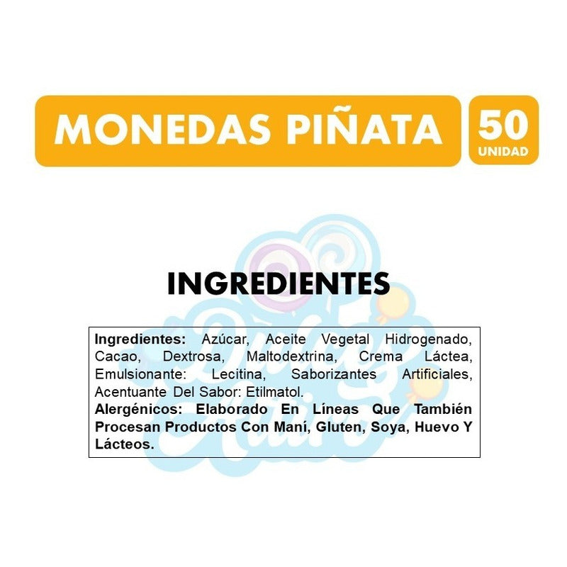 Monedas De Chocolate Para Piñata (contiene 50 Unidades)