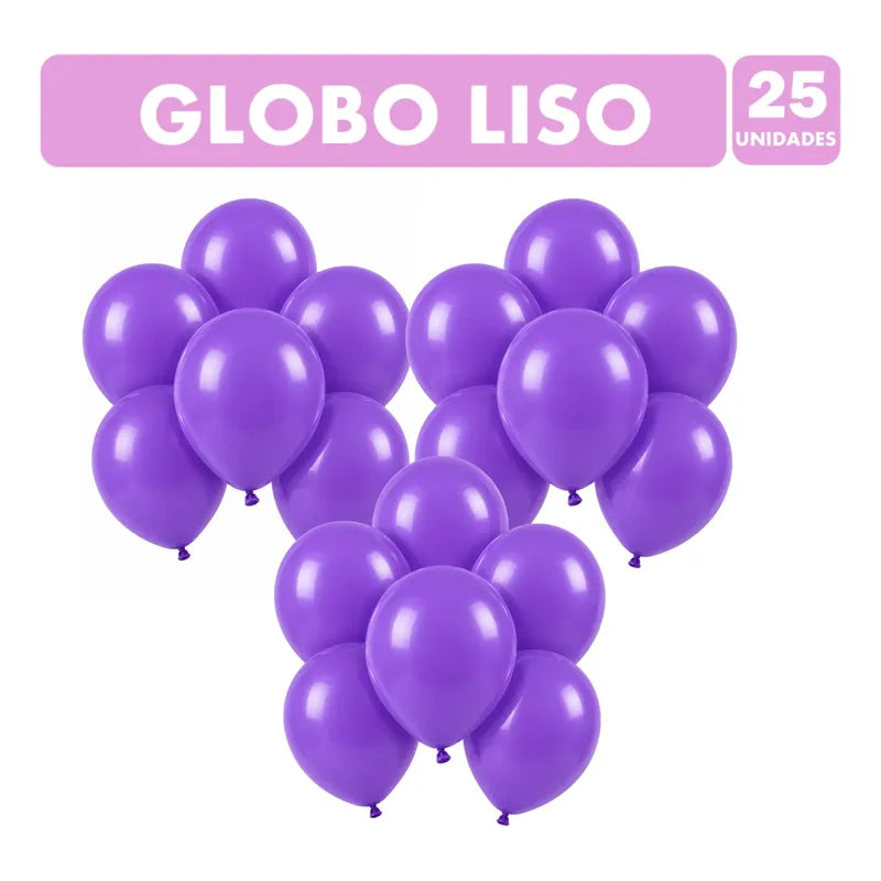 Globo Liso Látex 23cm -  Decoración Cumpleaños (25 Unidades) Lila