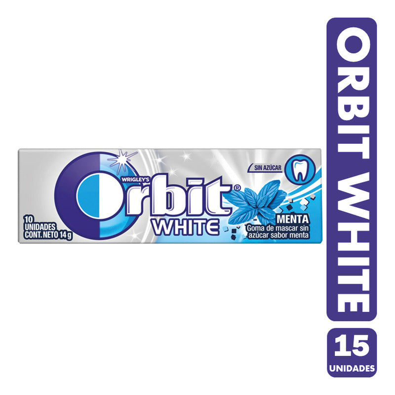 Chicle Orbit White Menta -  Sin Azúcar(caja Con 15 Unidades)