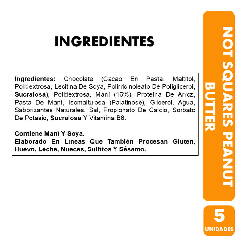 Not Squares Peanut Butter De Not Co (contiene 5 Unidades)