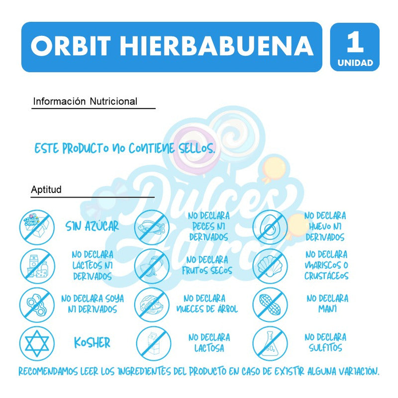 Chicle Orbit Hierbabuena-envase Verde(frasco Con 45unidades)