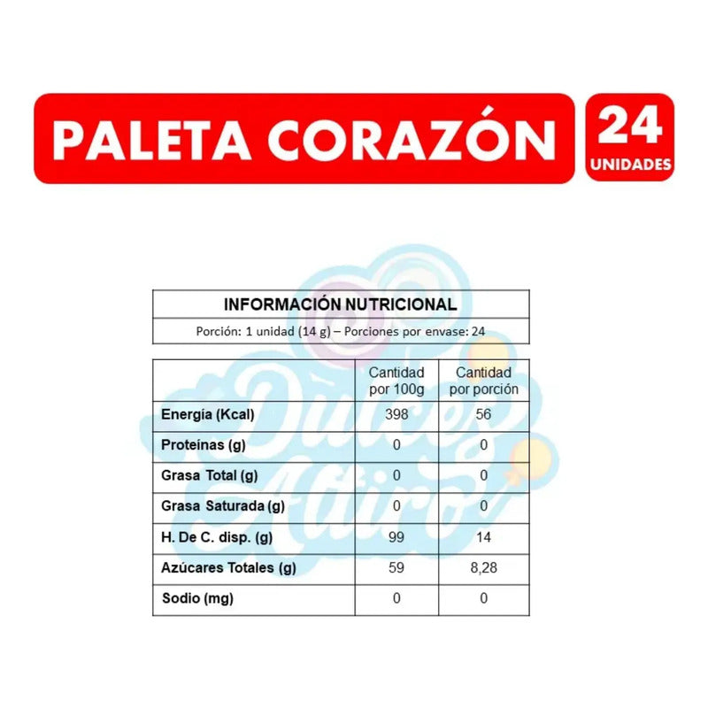 Paleta Corazón De Mabú Sabor Guinda - Bolsa 24 Unidades
