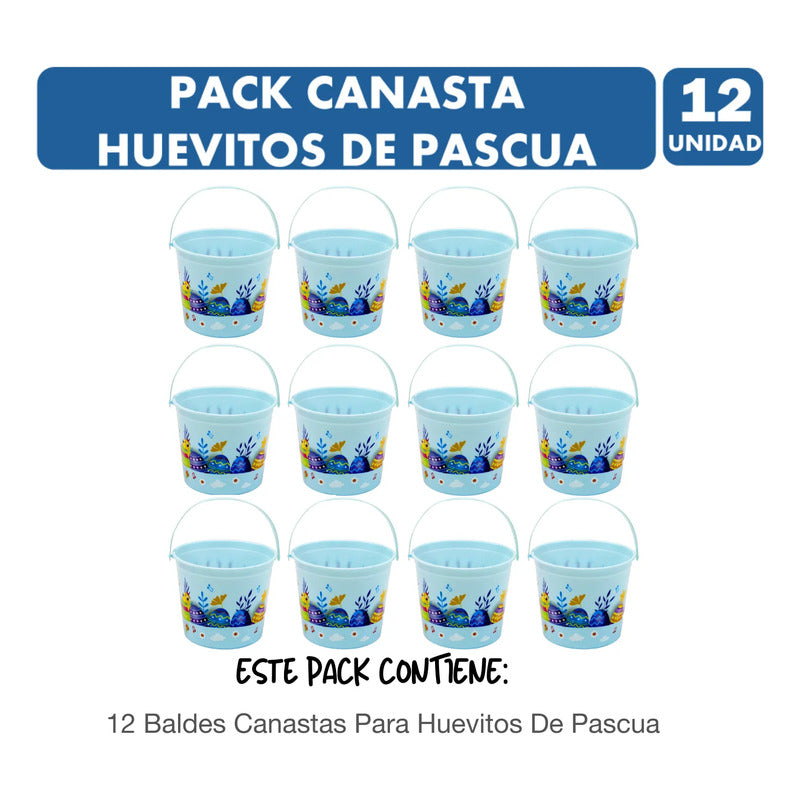 Pack De 12 Baldes Para Huevitos De Pascua (color Celeste)