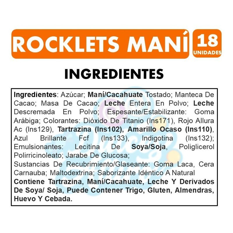 Rocklets Maní Arcor (caja Con 18 Unidades)