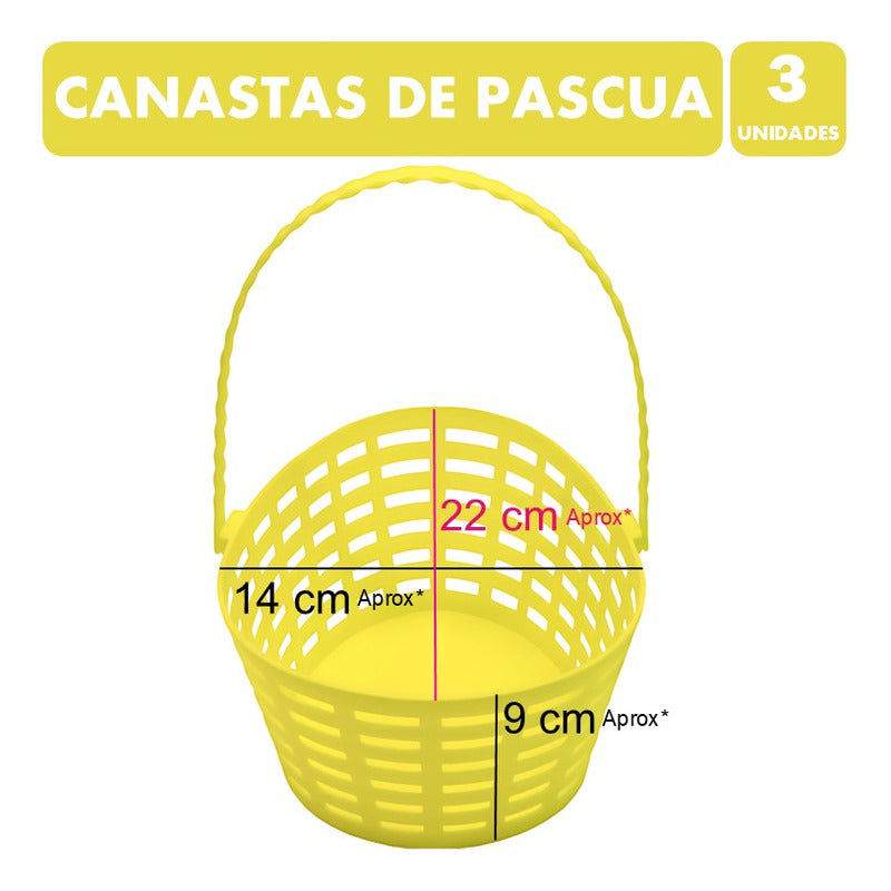 Canasta De Pascua Para Huevitos - Color Amarillo (pack 3 Un)