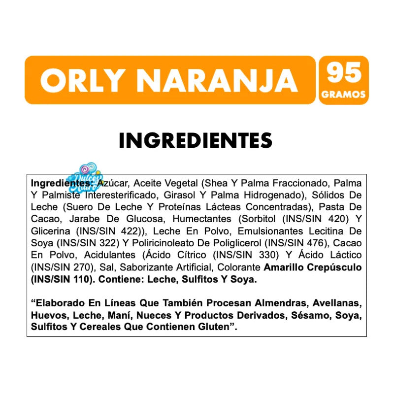 Chocolate Orly Naranja De Ambrosoli (barra 95 Gramos)