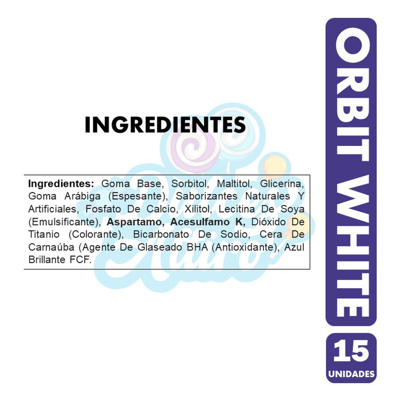 Chicle Orbit White Menta -  Sin Azúcar(caja Con 15 Unidades)