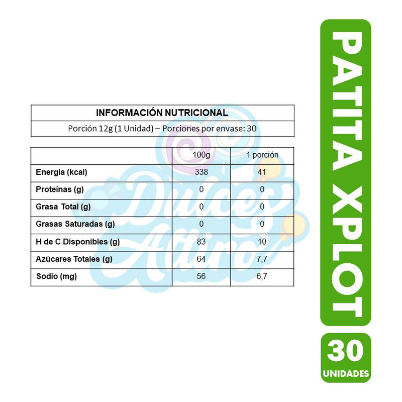 Patita Xplot- Caramelo Sabor A Manzana(caja Con 30 Unidades)