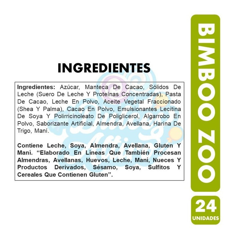 Bimbo Zoo - Paletas De Chocolates Con Formas (caja Con 24un)