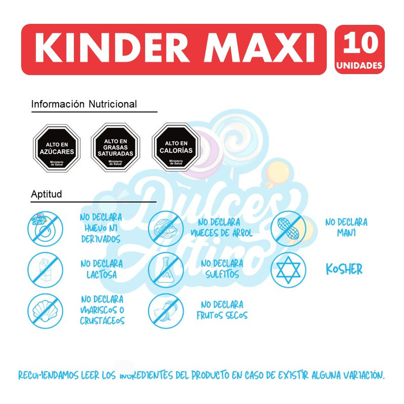 Kinder Maxi, Chocolate De Leche - Pack De 10 Barras De 21gr.