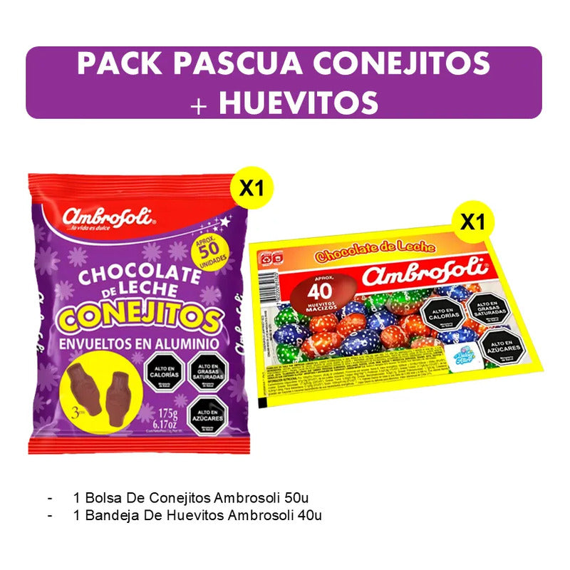 Pack Huevitos De Pascua De Chocolate + Conejitos Ambrosoli