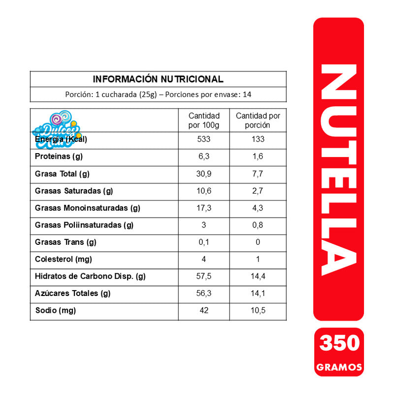 Nutella - Crema De Avellanas Con Cacao Ferrero (frasco 350g)