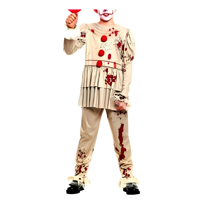 Disfraz Payaso Sódico Sangriento Niño Especial  Halloween Caqui 13-15