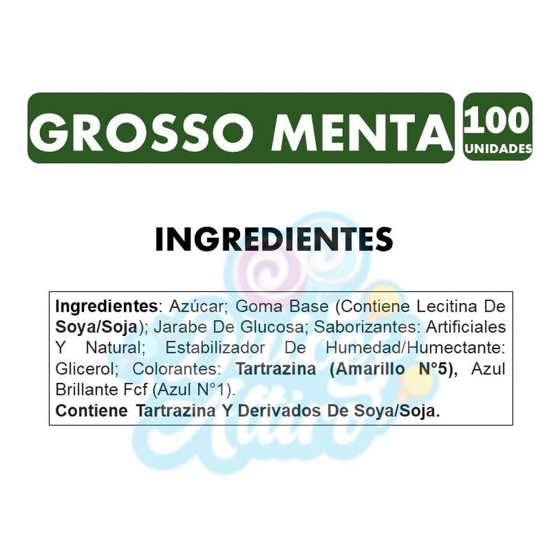 Chicle Grosso Menta Display 100 Unidades 7gr