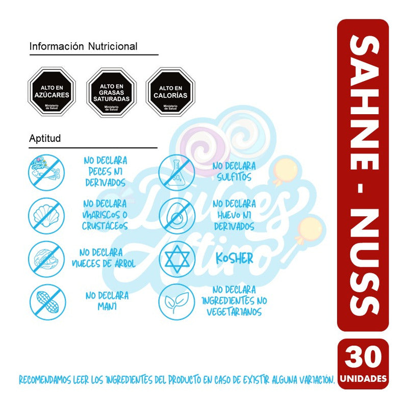 Chocolates Sahne Nuss De 30g - Individual (caja Con 30 Uni)