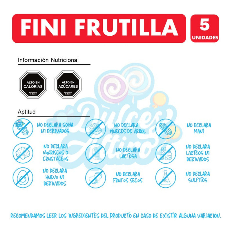 Gomitas En Forma De Tubo Sabor Frutilla Fini (pack De 5 Uni)