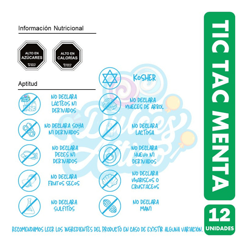 Tic Tac Menta - Sabor Tradicional (caja Con 12 Unidades)
