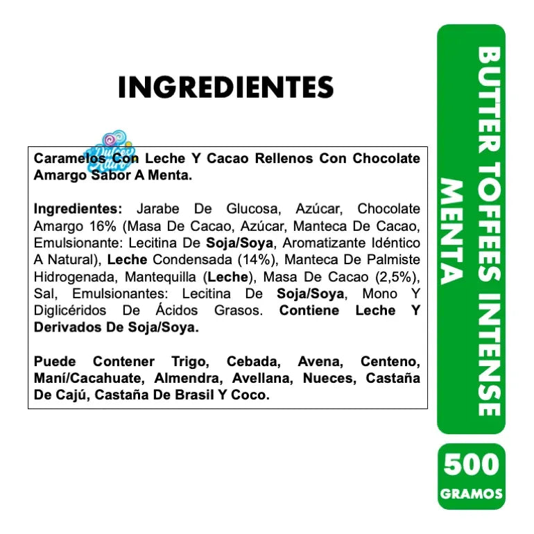 Caramelos Butter Toffees Intense Rellenos Sabor Menta