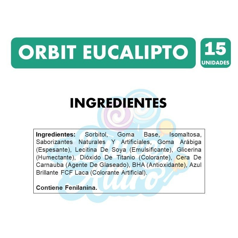 Chicles Orbit Sabor Eucalipto - Sin Azúcar (caja Con 15 Un).