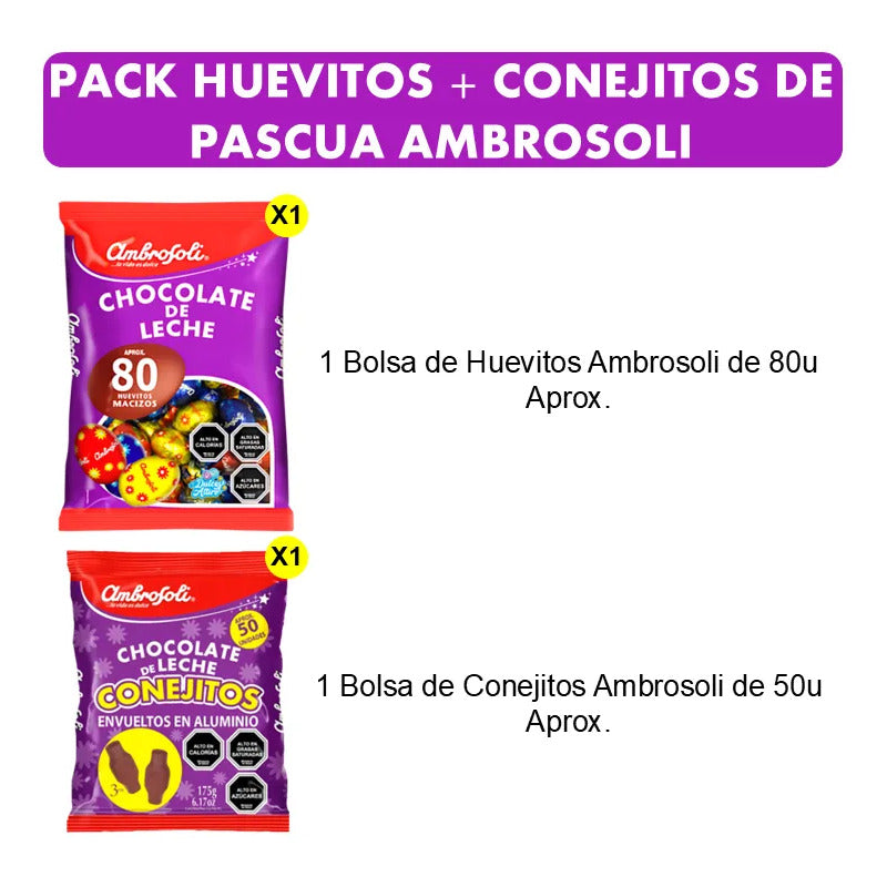 Pack Huevitos De Pascua Ambrosoli + Conejitos Ambrosoli