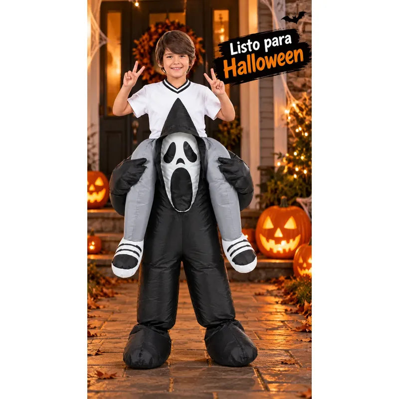 Disfraz Inflable Fantasma Ride Infantil 120-150cm Halloween Negro 120-150