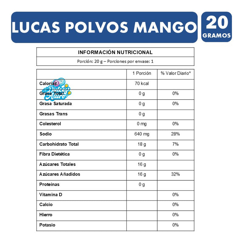 Lucas Polvos Mango - Dulce Mexicano (frasco Con 20 Gramos)