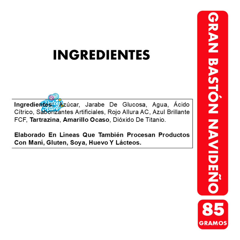 Bastón De Navidad Tamaño Gigante Sabor Frutilla (85 Gramos)