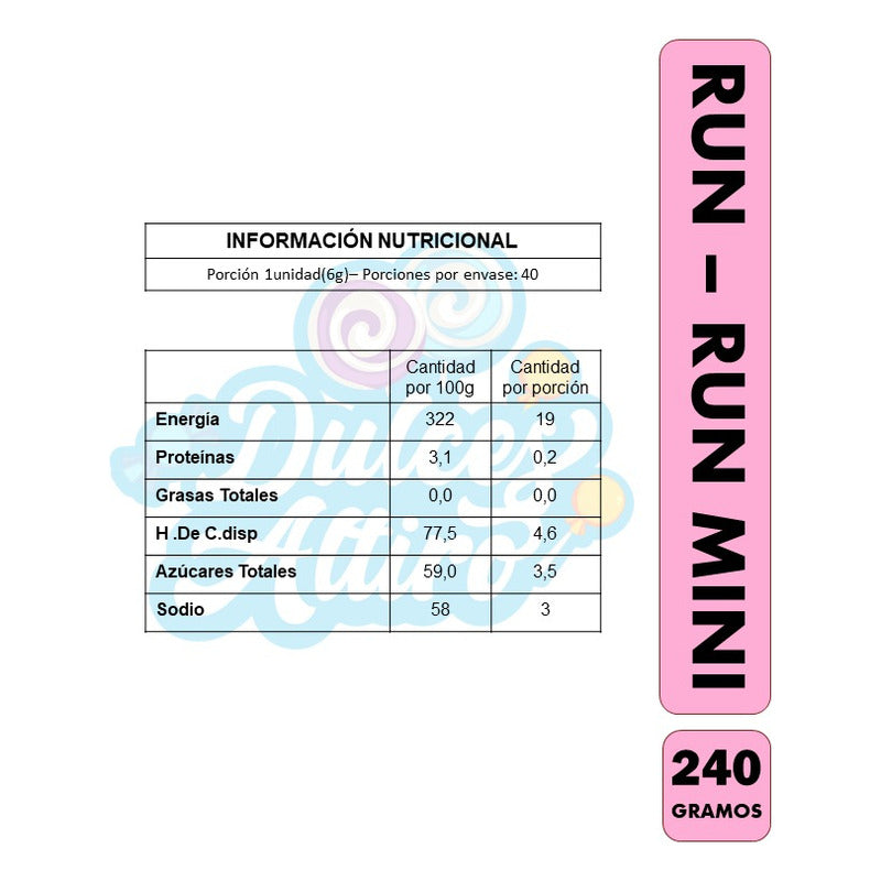 Run Run Mini- Malvaviscos De Fruna (bolsa Con 240 Gramos)