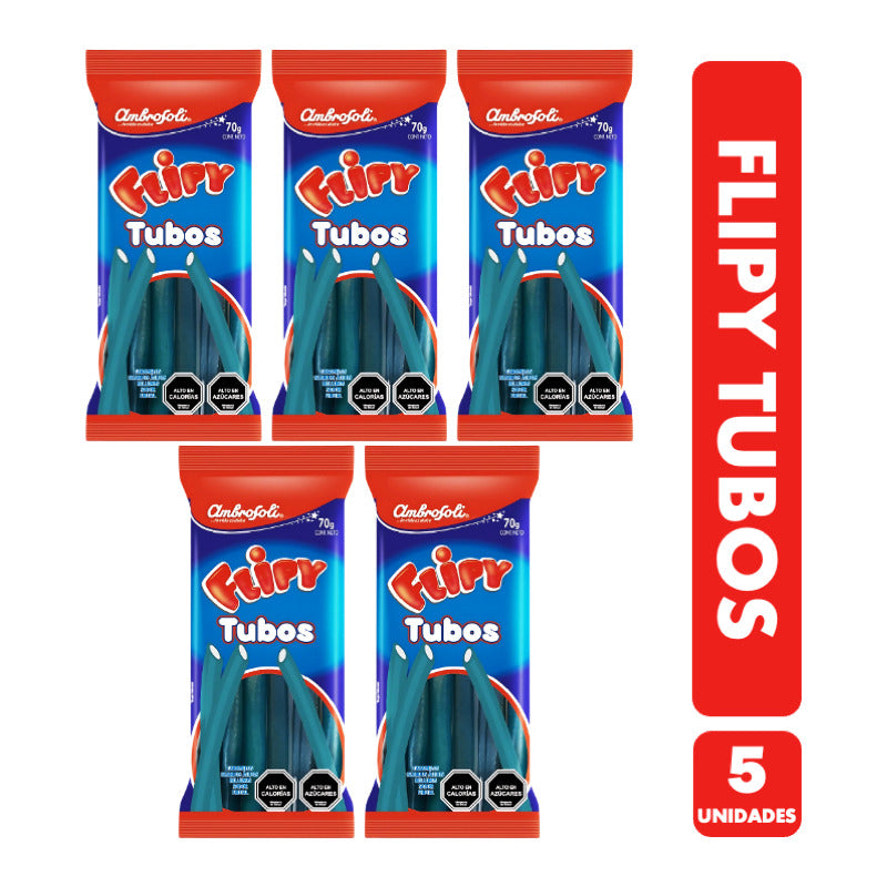 Flipy Tubos - Gomitas Rellenas Sabor Frutal (pack De 5 Uni)
