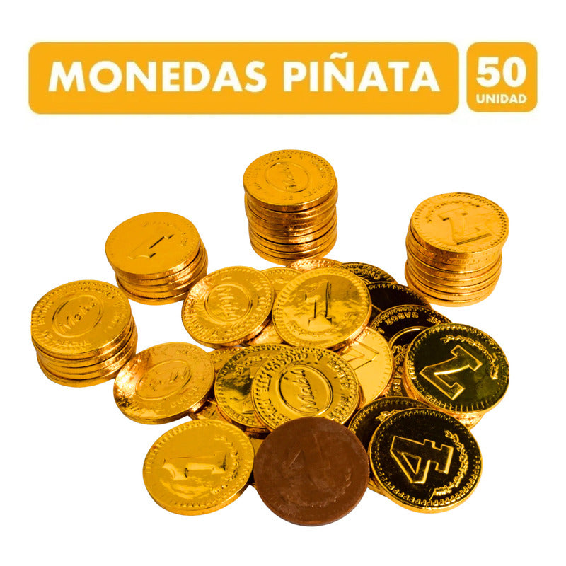Monedas De Chocolate Para Piñata (contiene 50 Unidades)