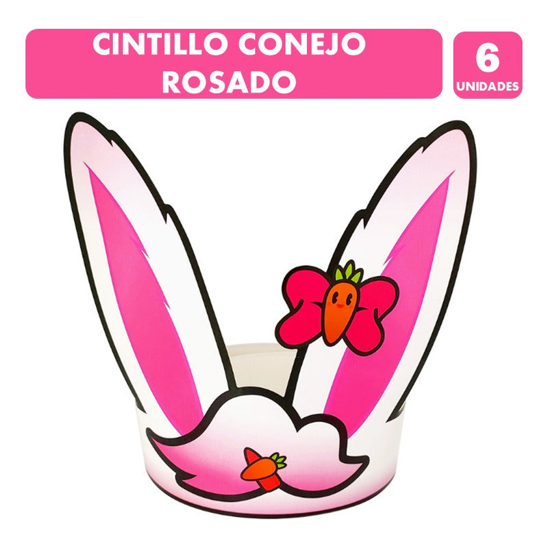 Cintillo De Pascua De Cartón Rosa Para Niña (pack De 6u)