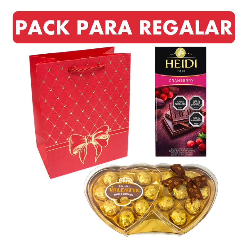 Pack Bombones Valentte + Chocolate Heidi + Bolsa De Regalo
