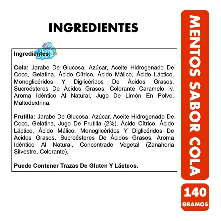 Caramelos Masticables Mentos Chew Sabor Cola Y Fresa (140gr)