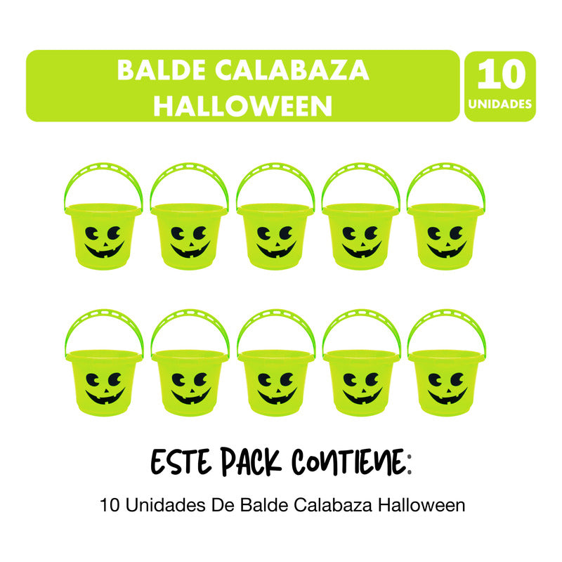 Baldes Para Halloween En Pack Conveniente 10 Unidades Verde