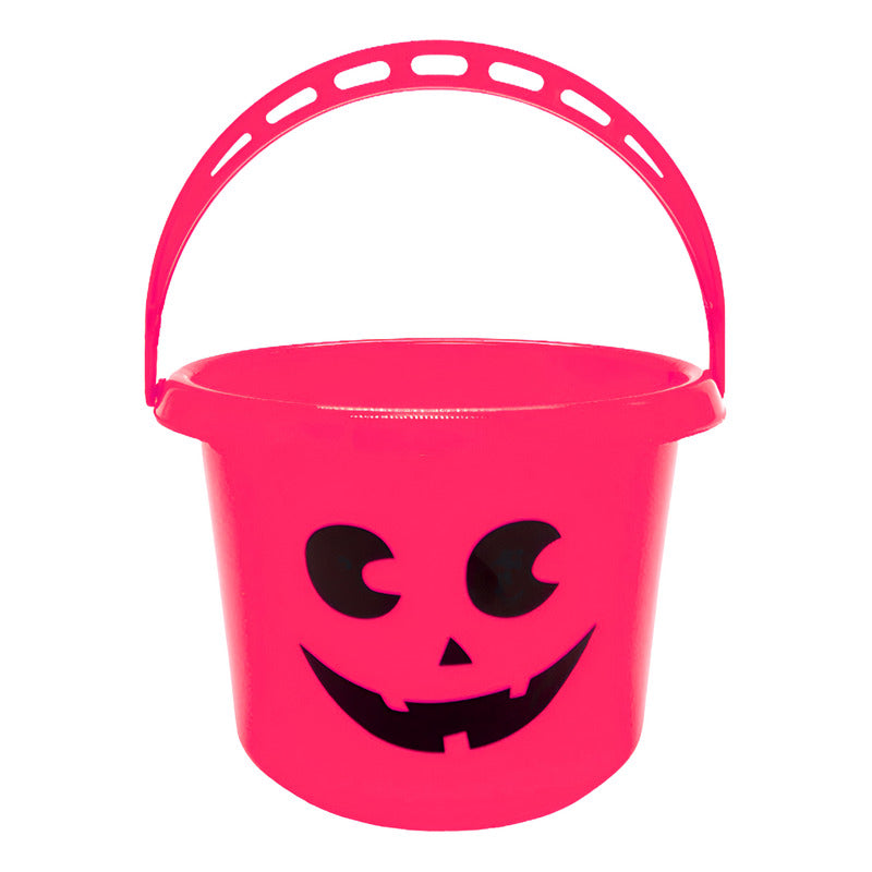 Balde Calabaza Recipiente Para Dulces Halloween Color Fucsia