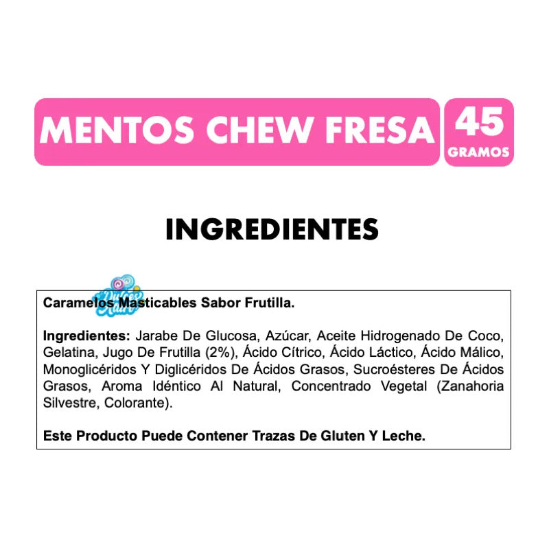 Caramelos Masticables Mentos Chew Sabor Frutilla (unitario)