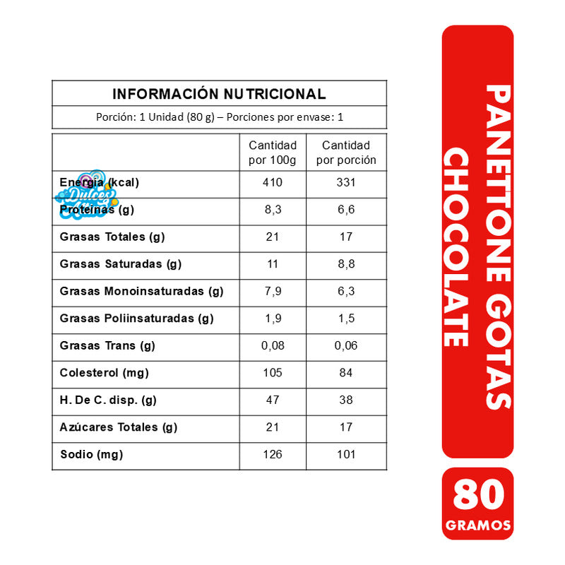 Paneton De Navidad Con Gotas De Chocolate (contiene 80gr)