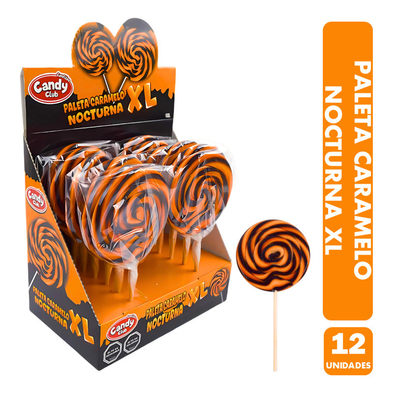 Dulces Para Halloween - Paleta Xl Naranjo Y Negro (12un)