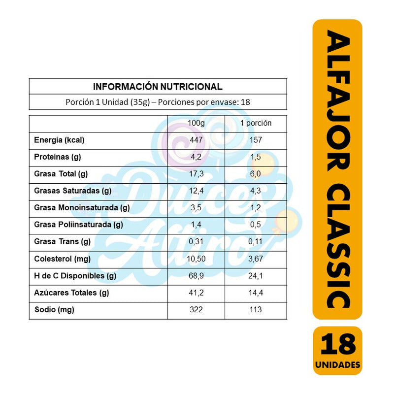 Alfajor Clasicc Relleno De Manjar De Calaf (caja Con 18uni)