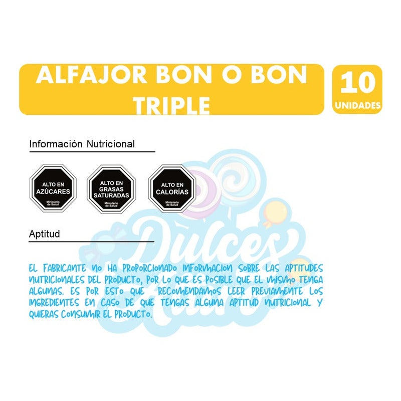 Bon O Bon Alfajor Triple Capa Sabor Clásico (pack Con 10 Un)