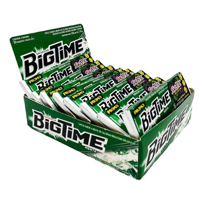 Bigtime Verde - Chicle Sabor Menta Sin Azúcar (caja Con 20u)