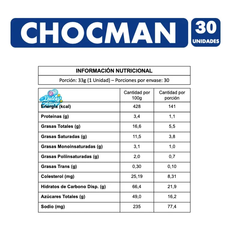 Chocman - Bizcocho Bañado Relleno Con Manjar De Costa (30 U)
