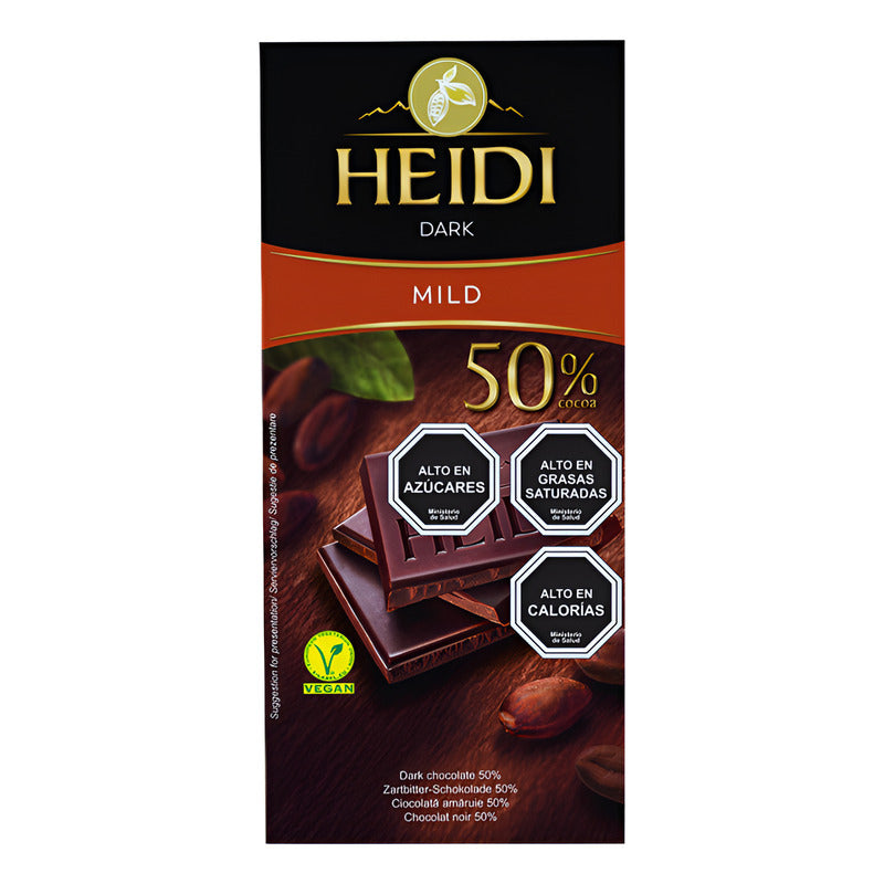 Chocolate Heidi Dark Mild 50% Cacao - Vegano (barra De 80gr)