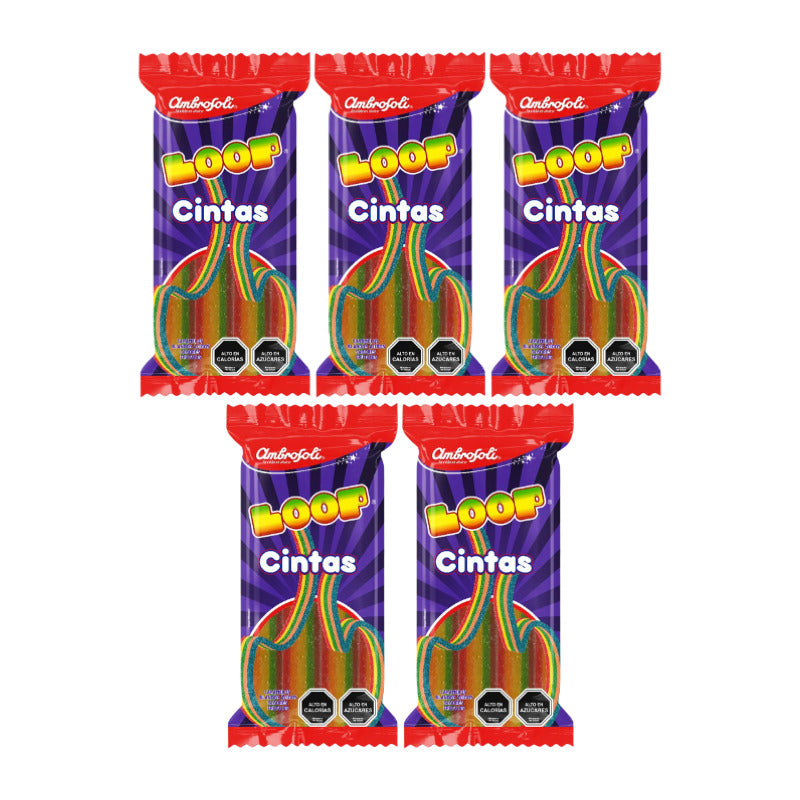 Loop Cintas Gomitas Arcoíris Sabores Frutales (pack De 5 Un)