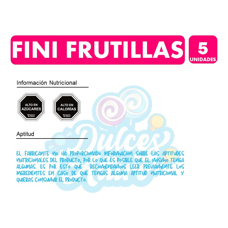 Fini  Sabor Frutillas Y Crema -libre De Gluten(pack Con 5un)