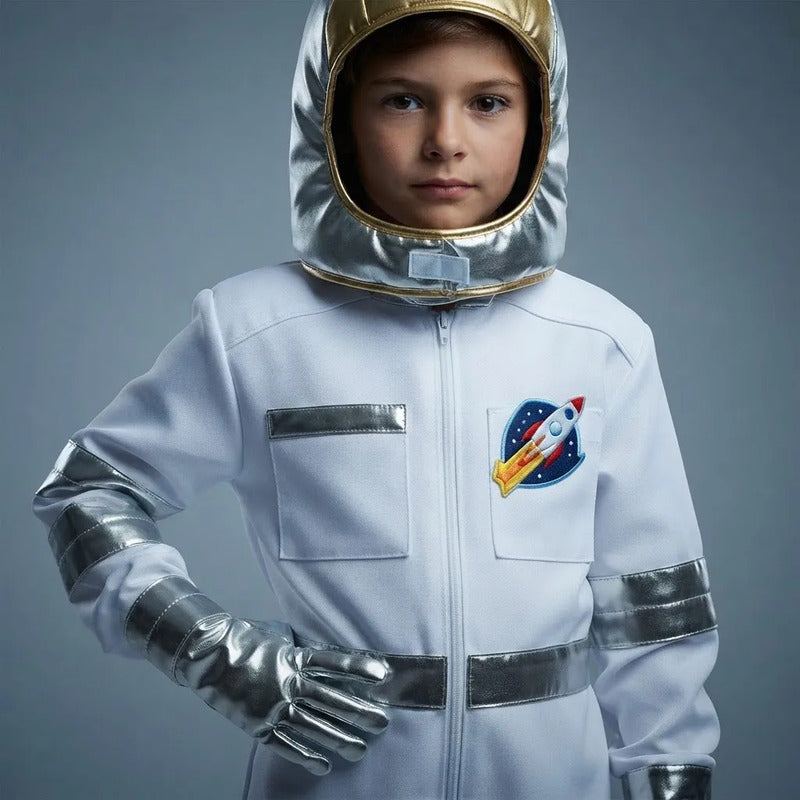 Disfraz De Astronauta Infantil Incluye Casco Y Guantes Blanco 5-6