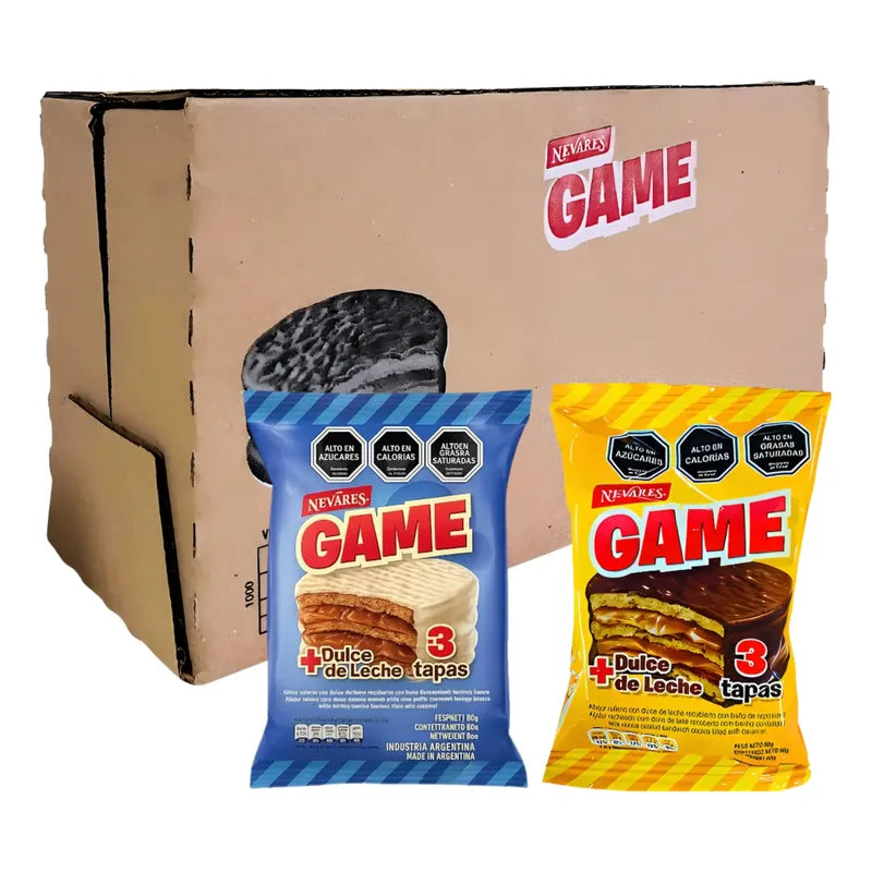 Alfajores Game Chocolate Blanco Y Negro - Pack 48 Unidades