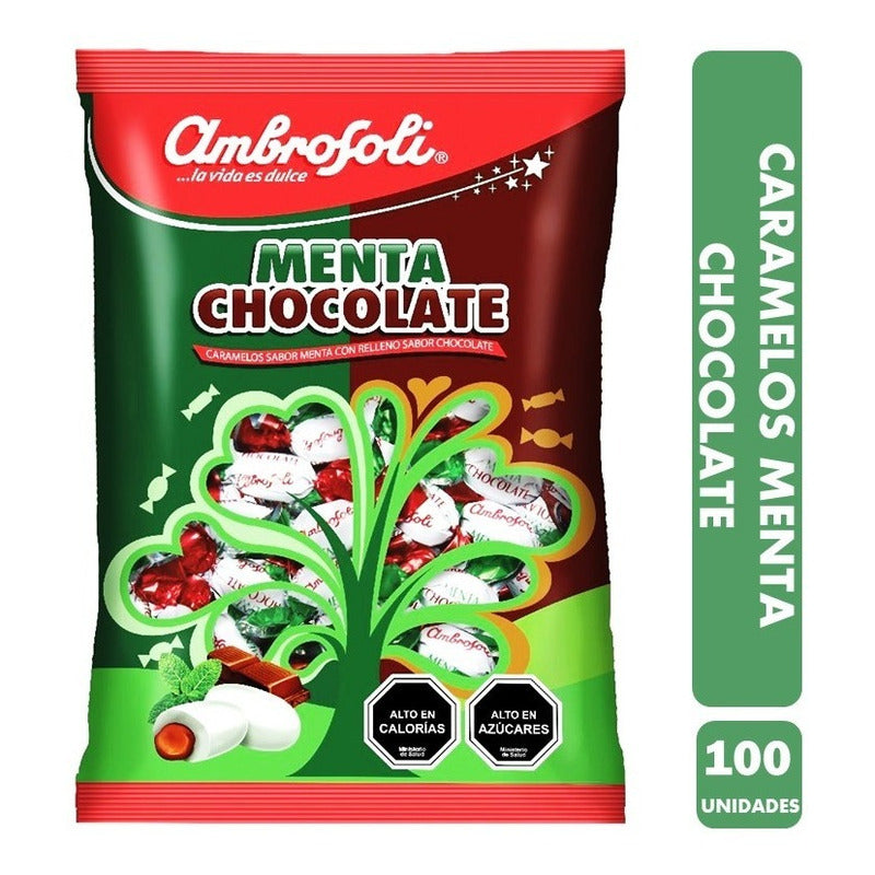 Caramelos Menta Chocolate, Ambrosoli - Bolsa De 100un Aprox.