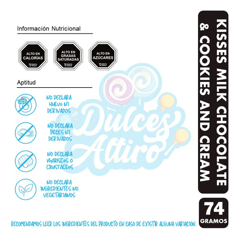 Chocolate Kisses Milk Chocolate & Cookies And Cream (74 Gr)